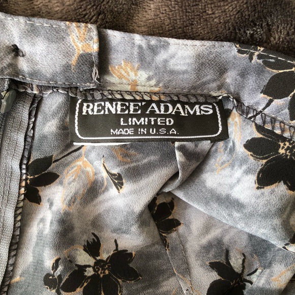 Vintage 90s Renee Adams Limited Grey Maxi Skirt with Black/Gold Floral Pattern - Picture 4 of 4